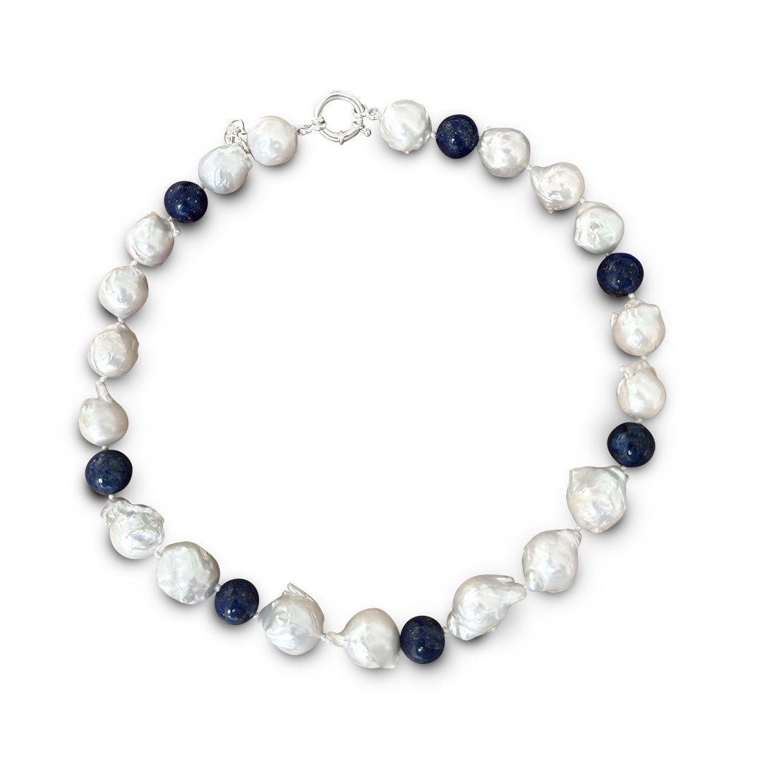 Midnight Lapis & Pearl Necklace – From the Lullu Atelier