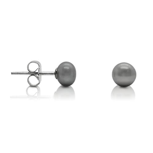 Pearl Studs Earrings 6mm - Grey