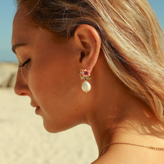 Bloom Pearl Earrings - Pink