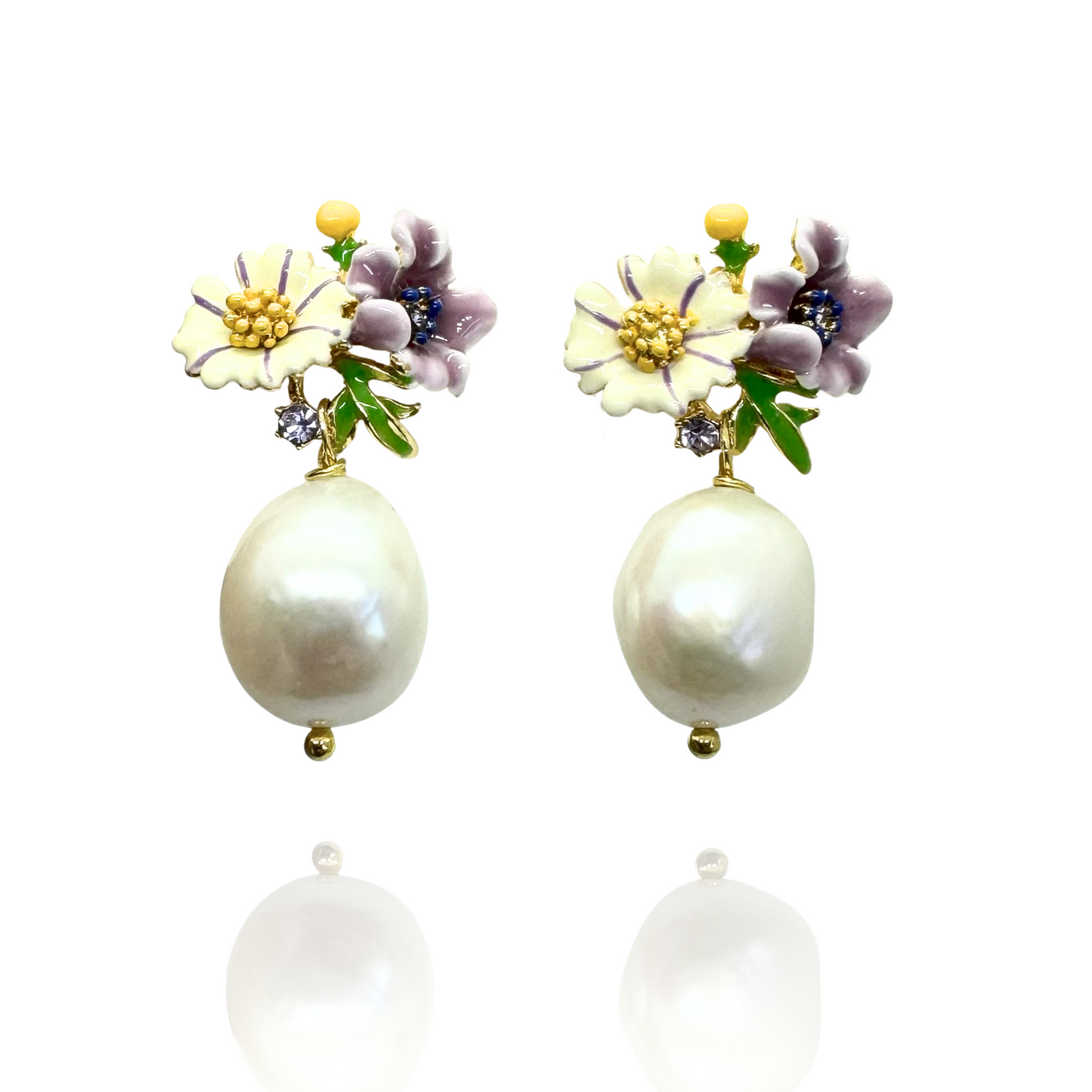 Bloom Pearl Earrings – Purple