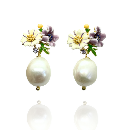Bloom Pearl Earrings – Purple