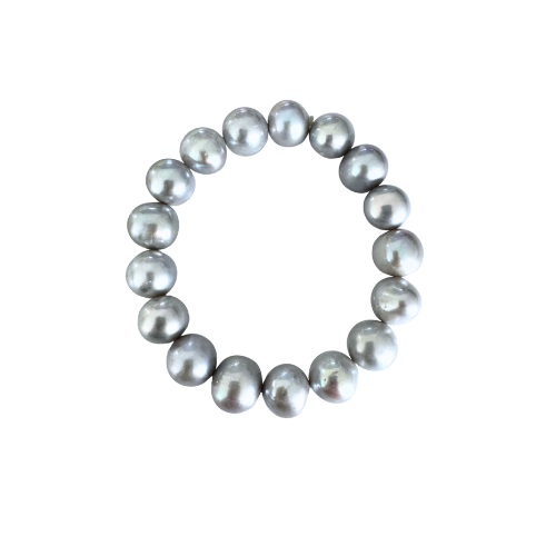 Elastic Pearl Bracelet 11-12mm - Grey