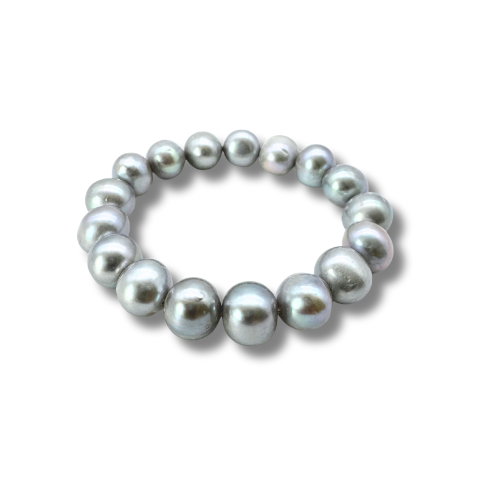 Elastic Pearl Bracelet 11-12mm - Grey