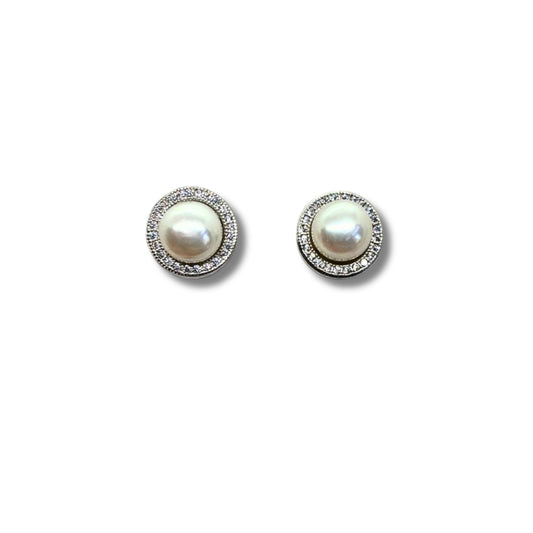 Sparkle Pearl Studs - White