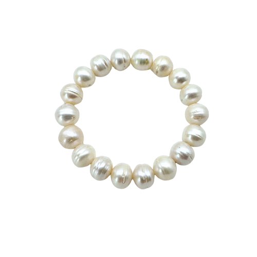 Elastic Pearl Bracelet 11-12mm - White